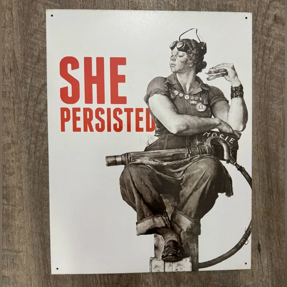 She Persisted Strong Woman Vintage inspired Metal Sign Decor